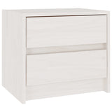 Comodino Bianco 40x30,5x35,5 cm in Legno Massello di Pino