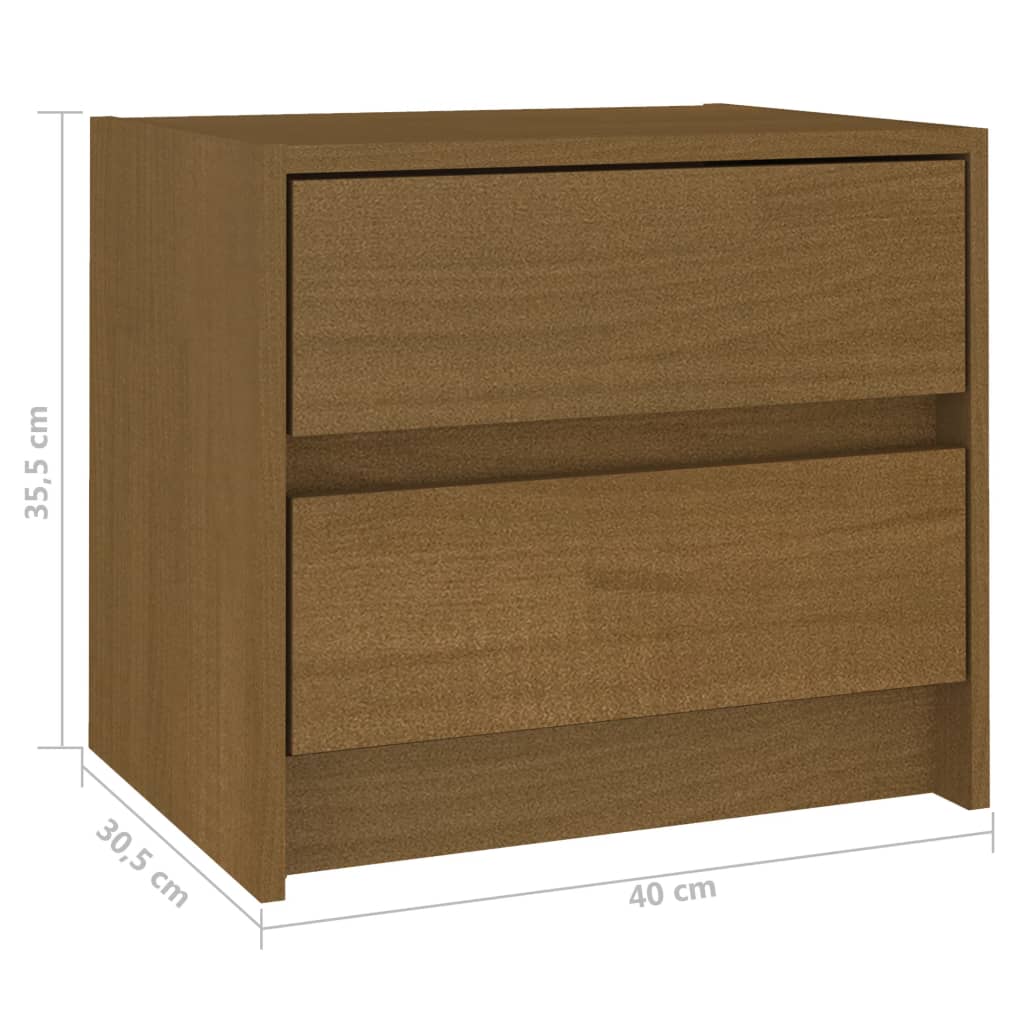 Comodino Miele 40x30,5x35,5 cm in Legno Massello di Pino