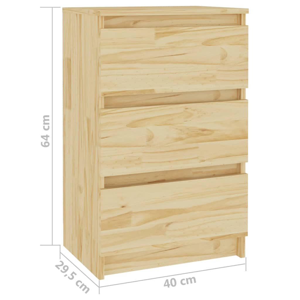 Comodino 40x29,5x64 cm in Legno Massello di Pino