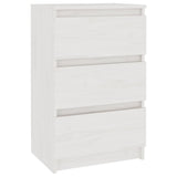 Comodino Bianco 40x29,5x64 cm in Legno Massello di Pino