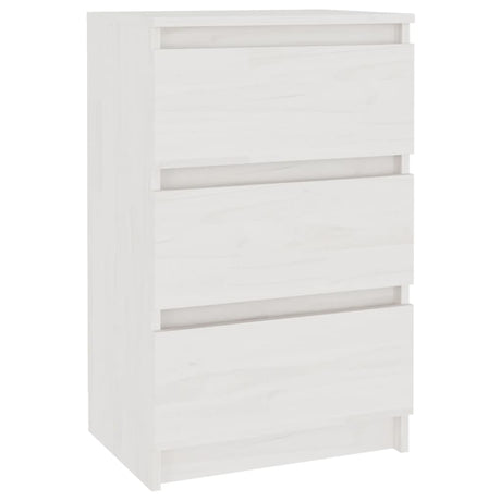 Comodino Bianco 40x29,5x64 cm in Legno Massello di Pino