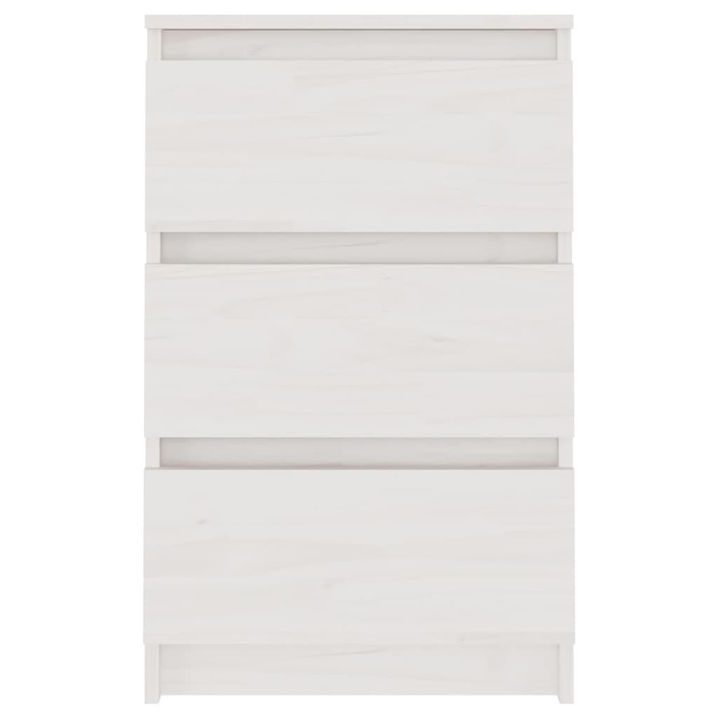 Comodino Bianco 40x29,5x64 cm in Legno Massello di Pino