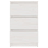 Comodino Bianco 40x29,5x64 cm in Legno Massello di Pino