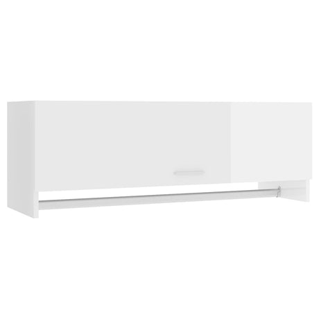 Armadio Bianco Lucido 100x32,5x35 cm in Legno Multistrato