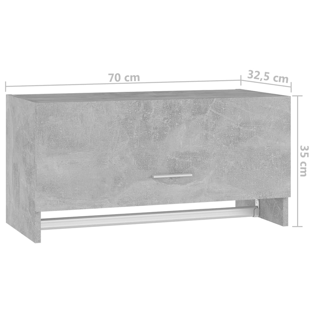 Armadio Grigio Cemento 70x32,5x35 cm in Legno Multistrato