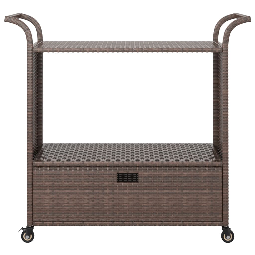 Carrello da Bar con Cassetto Marrone 100x45x97 cm in Polyrattan