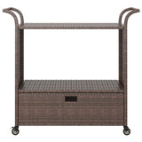 Carrello da Bar con Cassetto Marrone 100x45x97 cm in Polyrattan