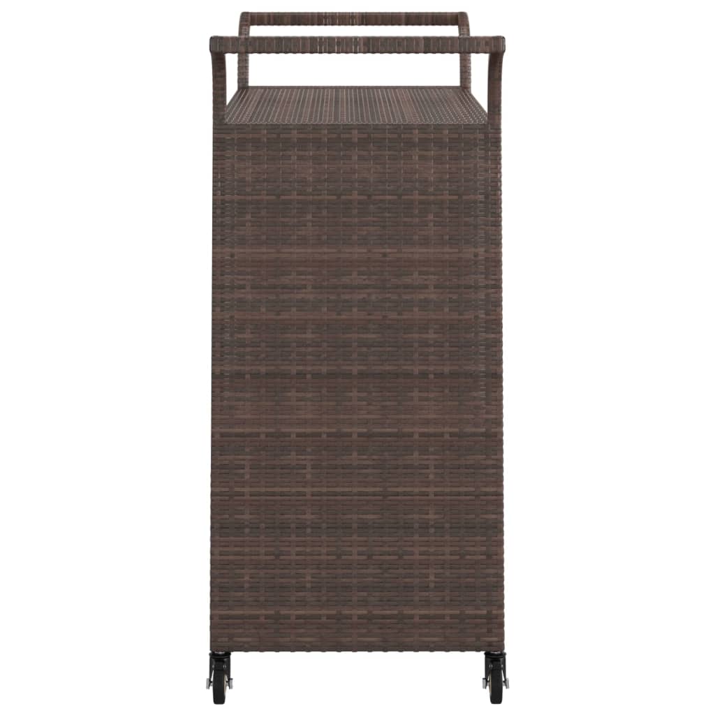 Carrello da Bar con Cassetto Marrone 100x45x97 cm in Polyrattan