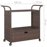 Carrello da Bar con Cassetto Marrone 100x45x97 cm in Polyrattan