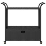 Carrello da Bar con Cassetto Nero 100x45x97 cm in Polyrattan