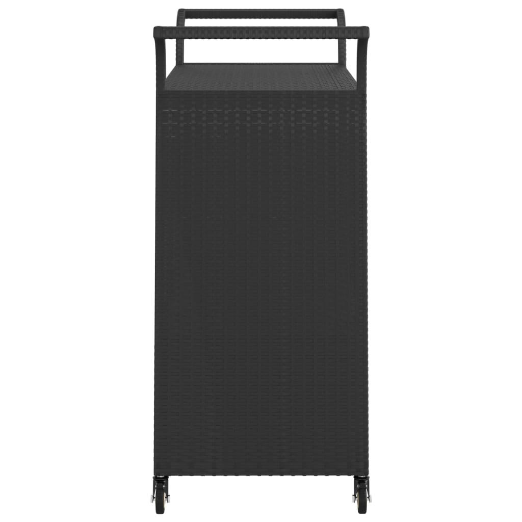 Carrello da Bar con Cassetto Nero 100x45x97 cm in Polyrattan