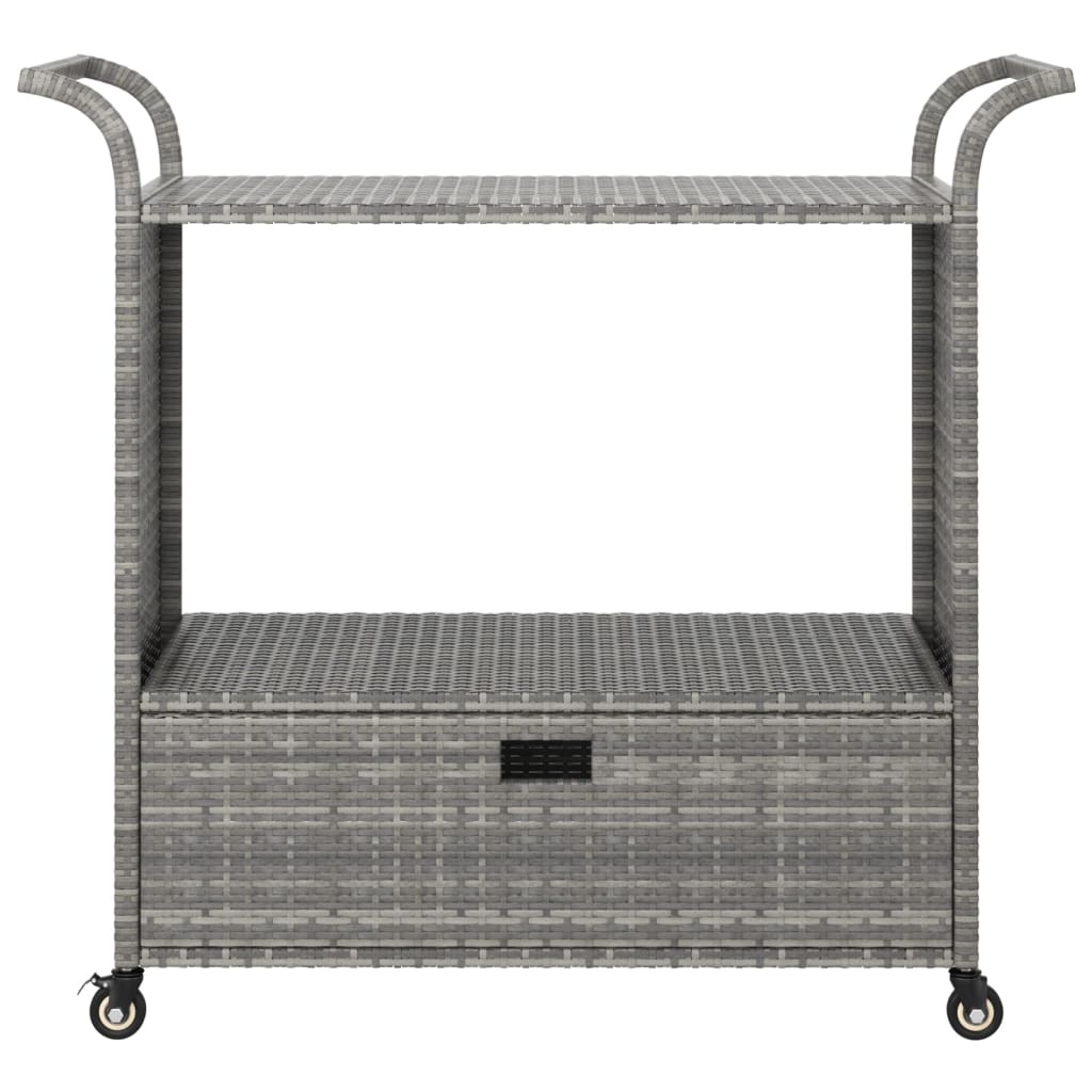 Carrello da Bar con Cassetto Grigio 100x45x97 cm in Polyrattan