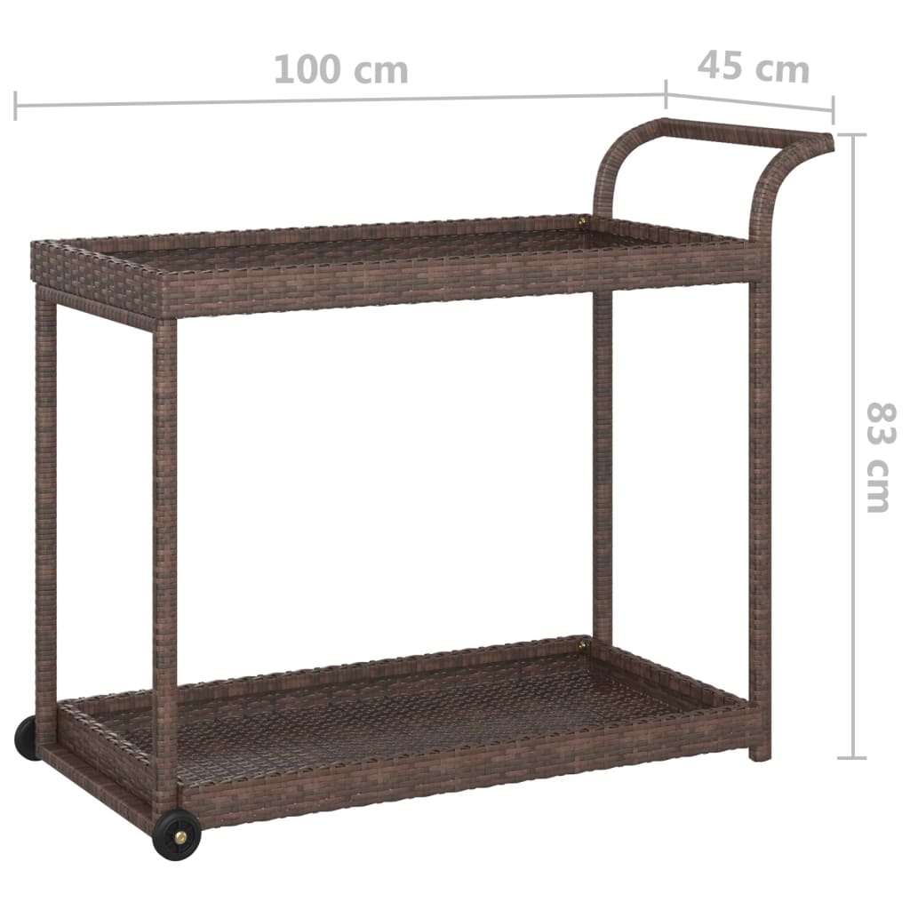 Carrello da Bar Marrone 100x45x83 cm in Polyrattan