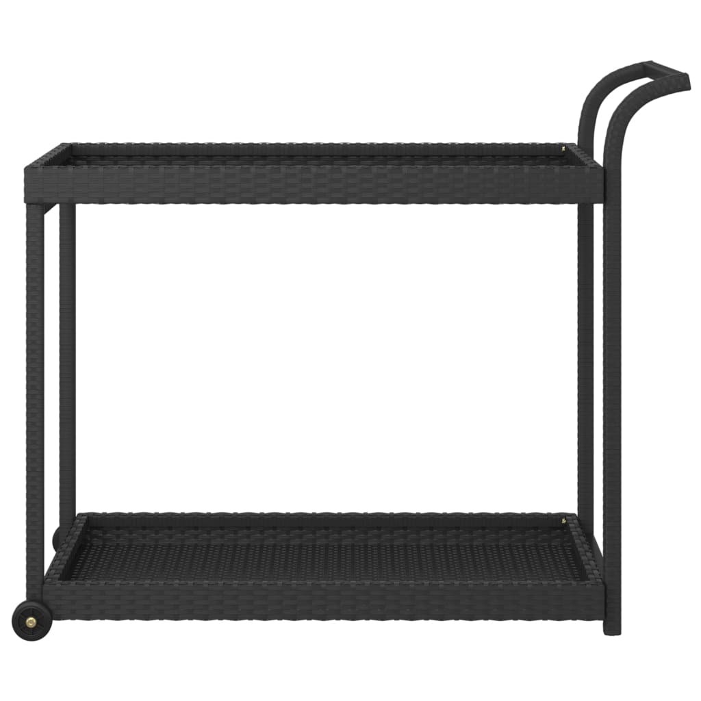 Carrello da Bar Nero 100x45x83 cm in Polyrattan