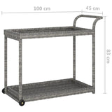 Carrello da Bar Grigio 100x45x83 cm in Polyrattan