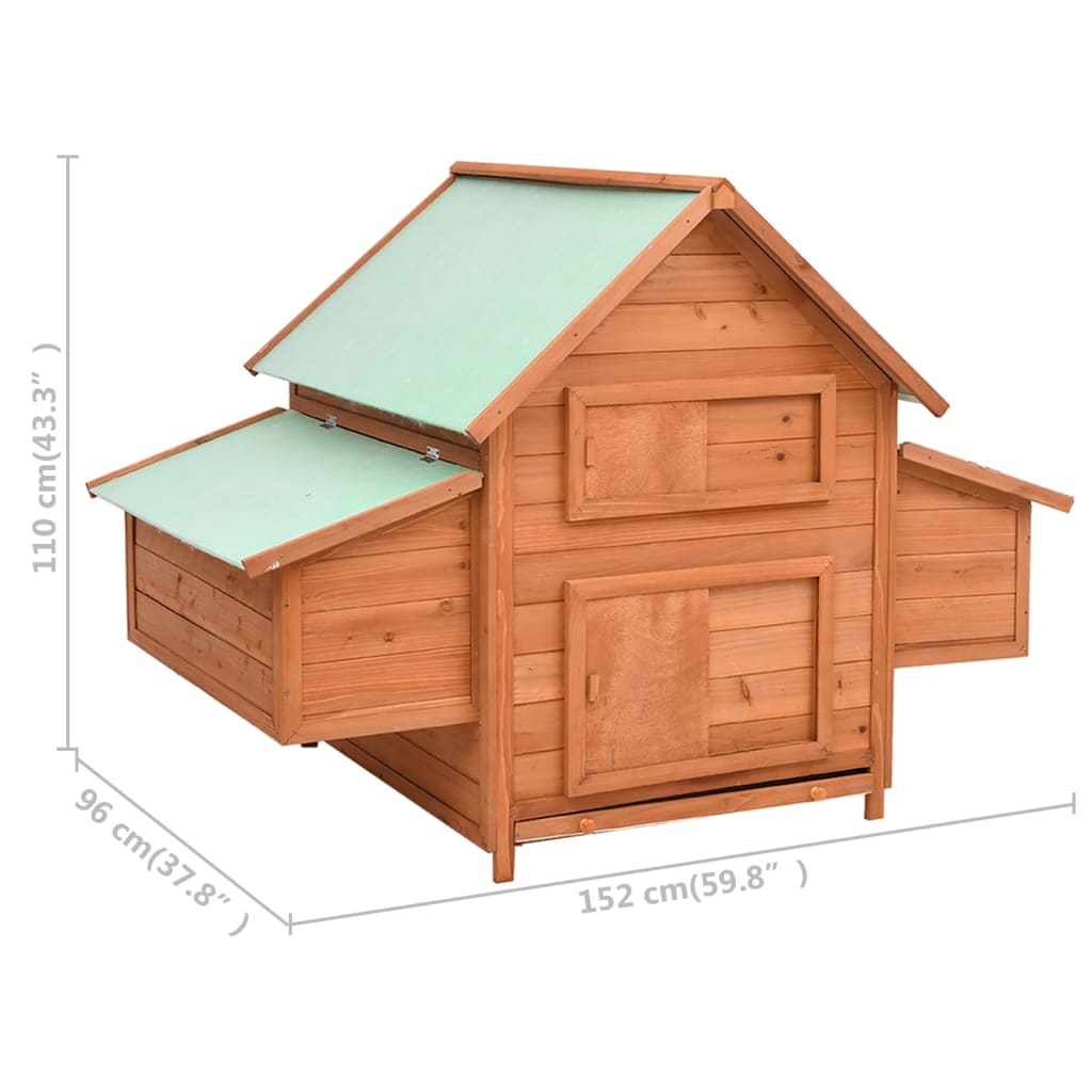 Pollaio 152x96x110 cm in Legno Massello di Abete