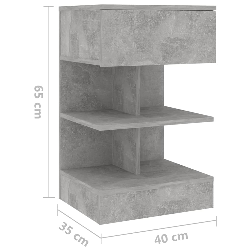 Comodino Grigio Cemento 40x35x65 cm in Truciolato