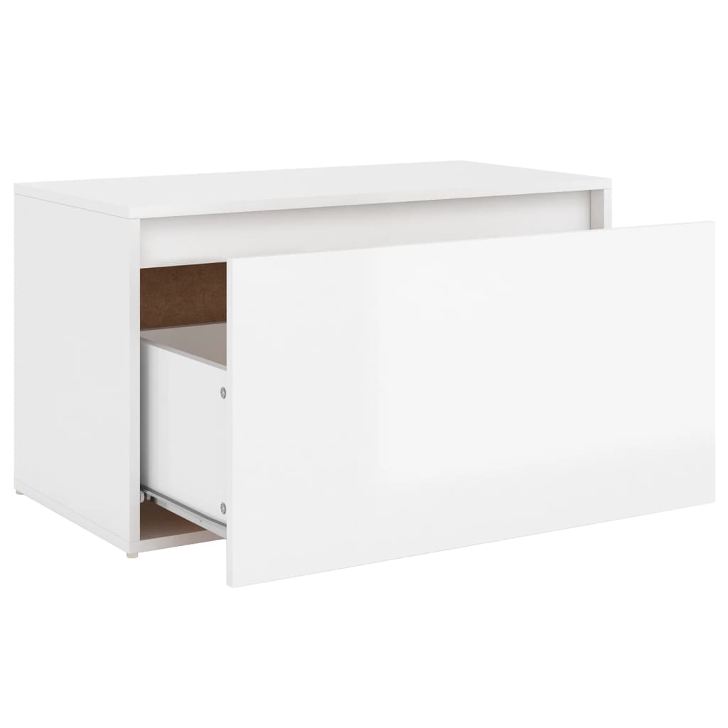 Panca da Ingresso 80x40x45 cm Bianco Lucido Legno Multistrato