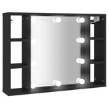 Mobile a Specchio con LED Nero 76x15x55 cm