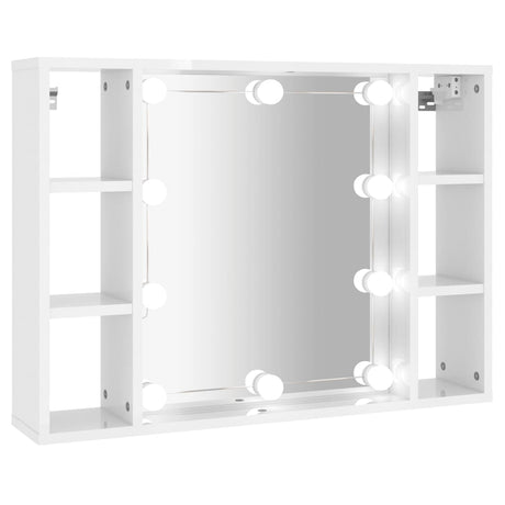 Mobile a Specchio con LED Bianco Lucido 76x15x55 cm