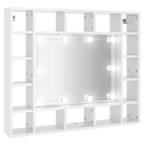 Mobile a Specchio con LED Bianco Lucido 91x15x76,5 cm