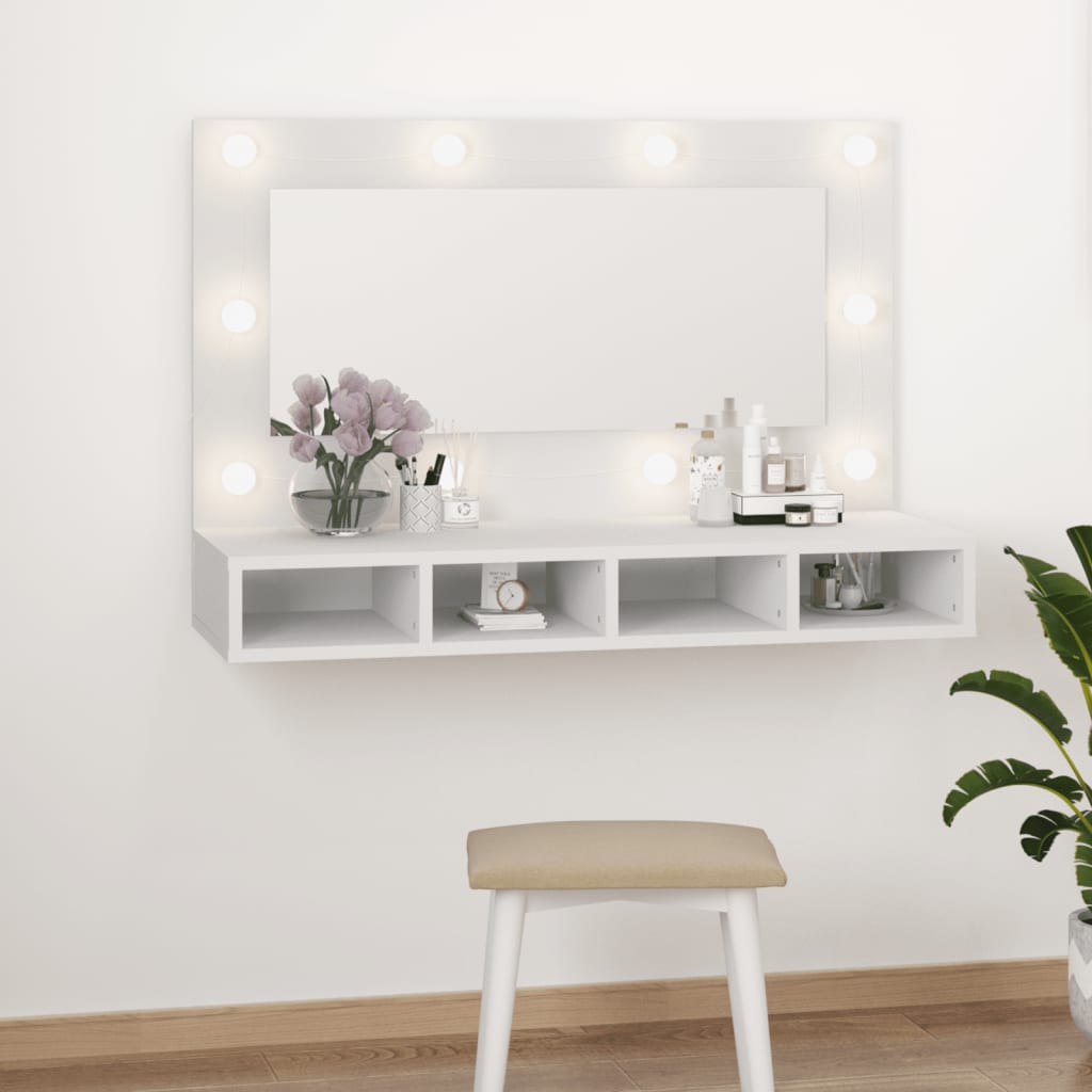 Mobile a Specchio con LED Bianco 90x31,5x62 cm