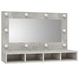 Mobile a Specchio con LED Grigio Cemento 90x31,5x62 cm