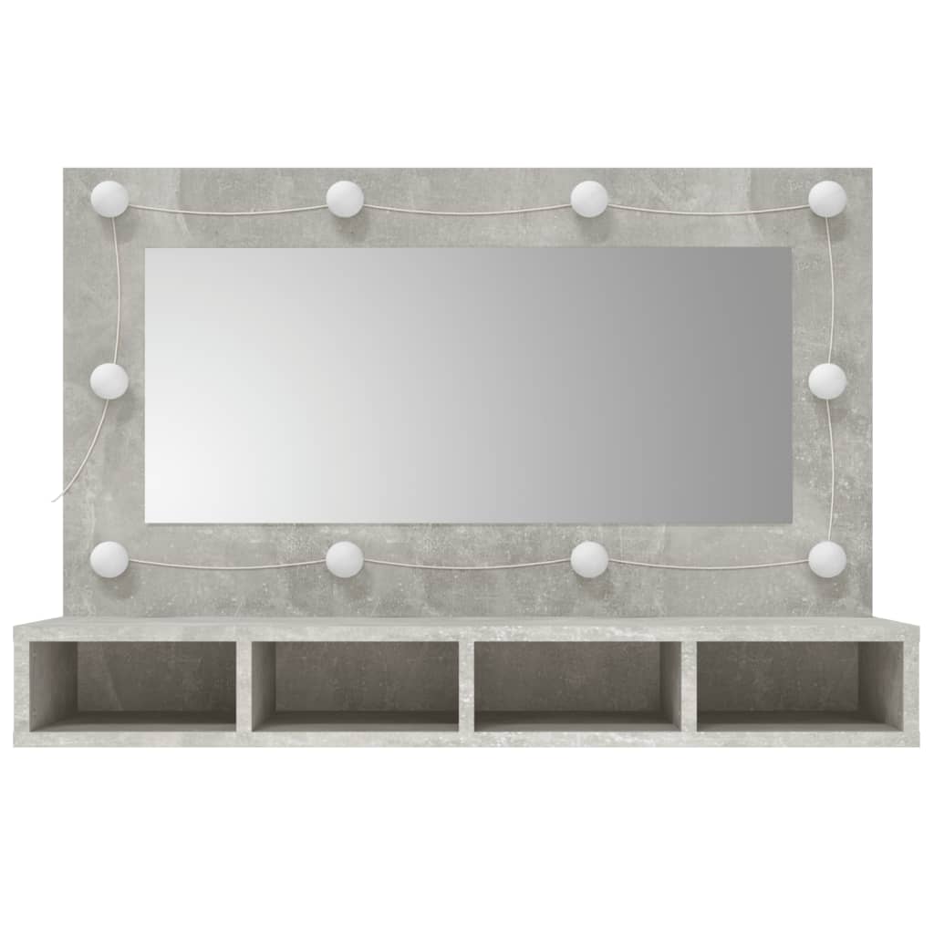 Mobile a Specchio con LED Grigio Cemento 90x31,5x62 cm