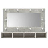 Mobile a Specchio con LED Grigio Cemento 90x31,5x62 cm