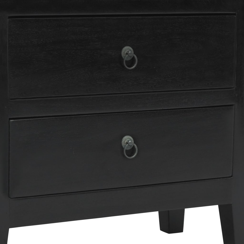 Comodino Nero 60x30x75 cm in Legno Massello di Mogano
