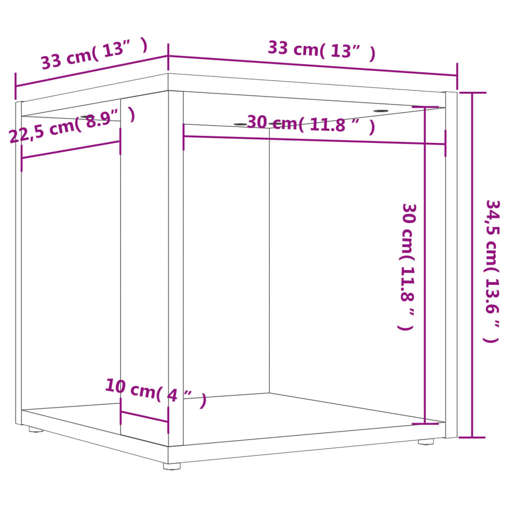 Tavolino Grigio Cemento 33x33x34,5 cm in Truciolato