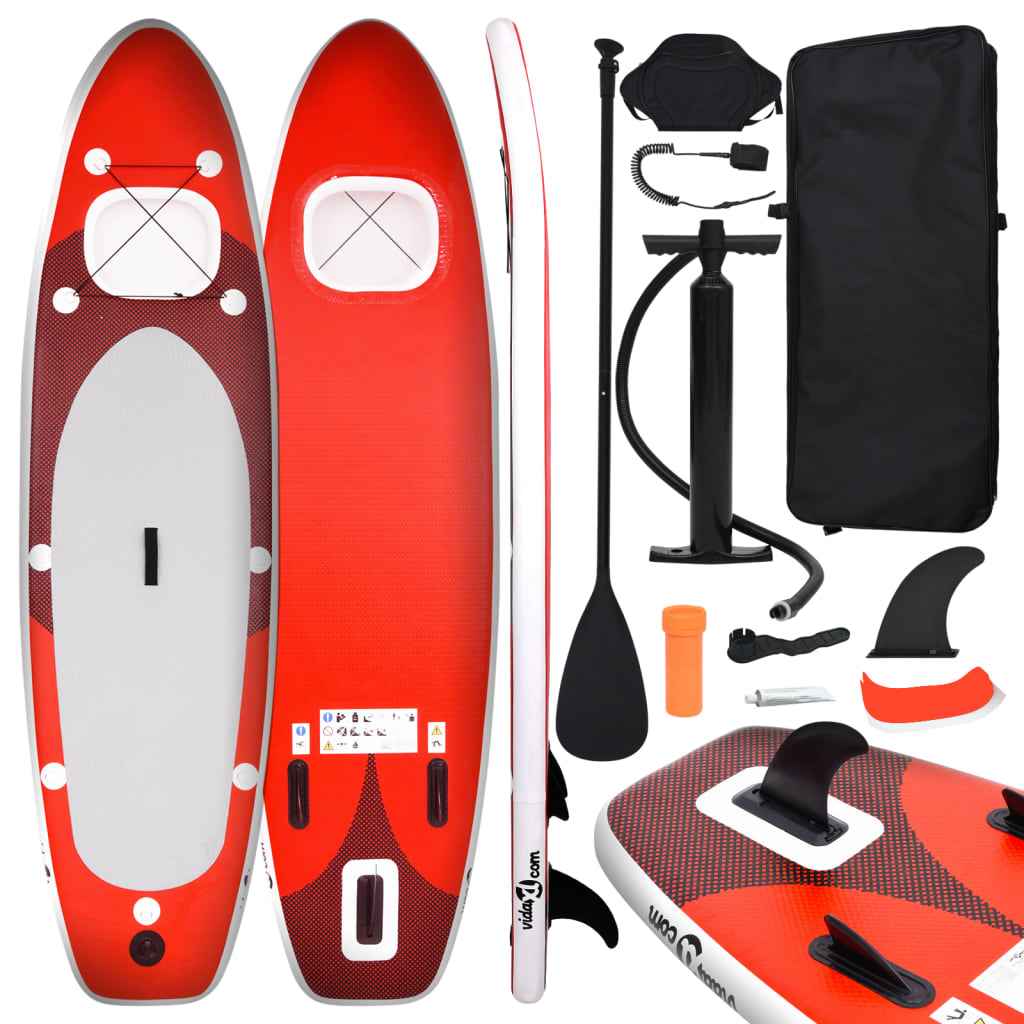 Set Tavola da SUP Gonfiabile Rosso 300x76x10 cm