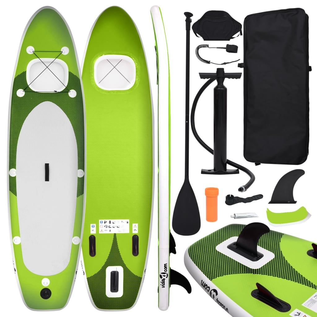 Set Tavola da SUP Gonfiabile Verde 300x76x10 cm