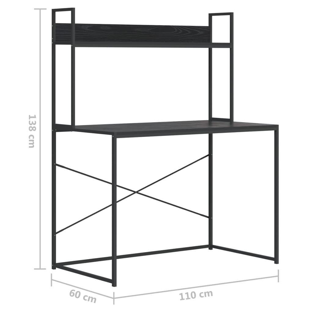 Scrivania per Computer Nera 110x60x138 cm in Legno Multistrato