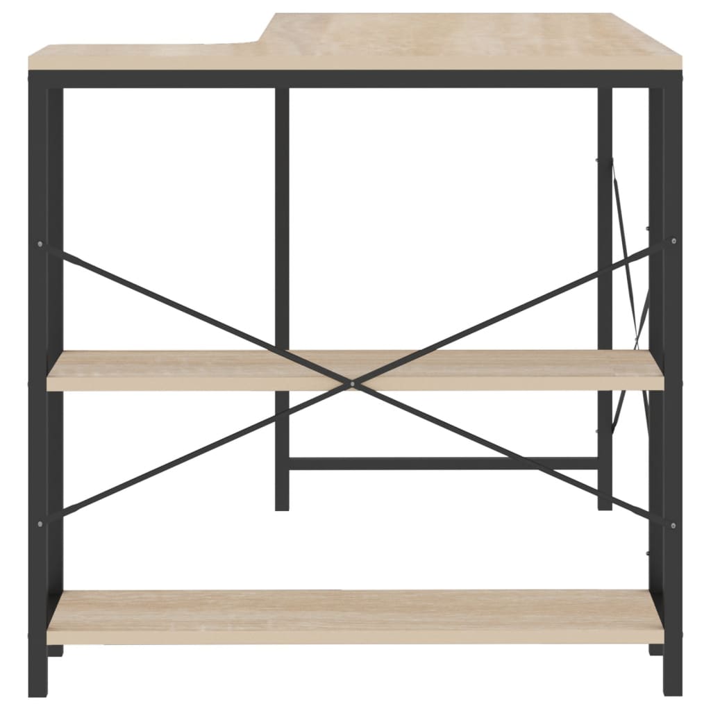 Scrivania Computer Nera e Rovere 110x72x70 Legno Multistrato