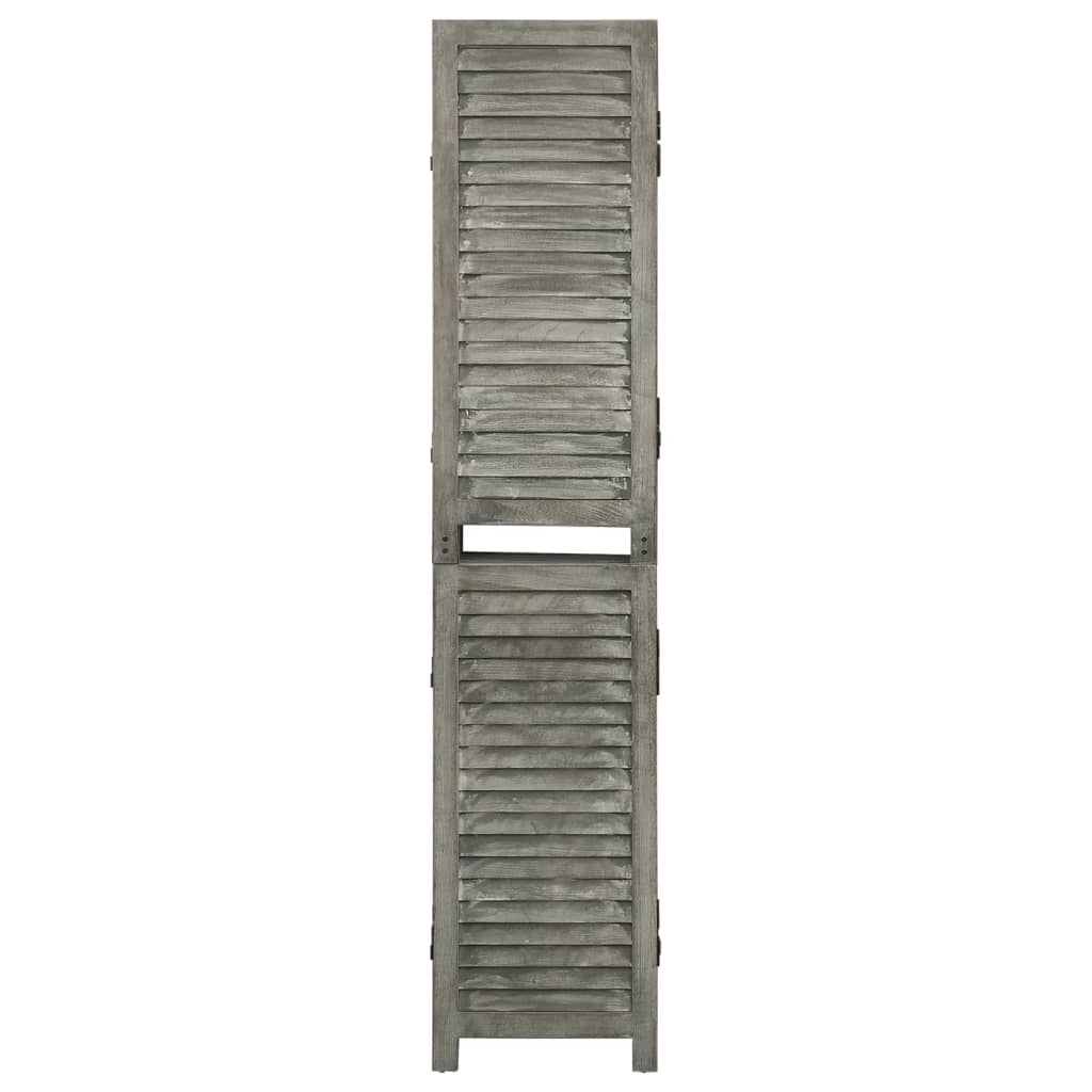 Divisorio a 6 Pannelli Grigio 214x166 cm in Legno Massello