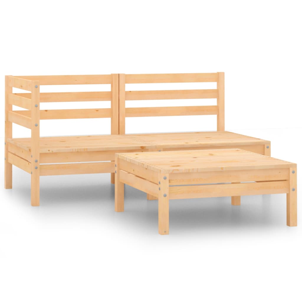 Set Salotto da Giardino 3 pz in Legno Massello di Pino