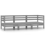 Set Divani da Giardino 3 pz Grigio in Legno Massello di Pino