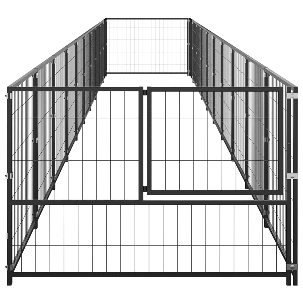 Gabbia per Cani Nera 10 m² in Acciaio