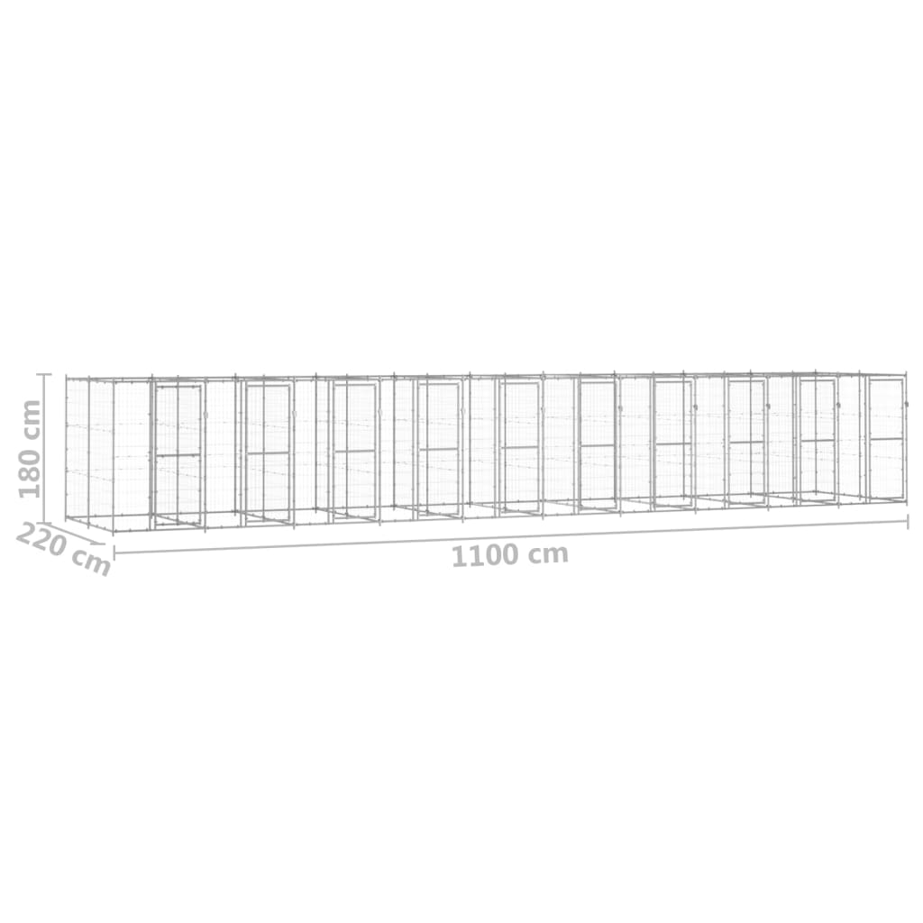 Gabbia per Cani da Esterno in Acciaio Zincato 24,2 m²