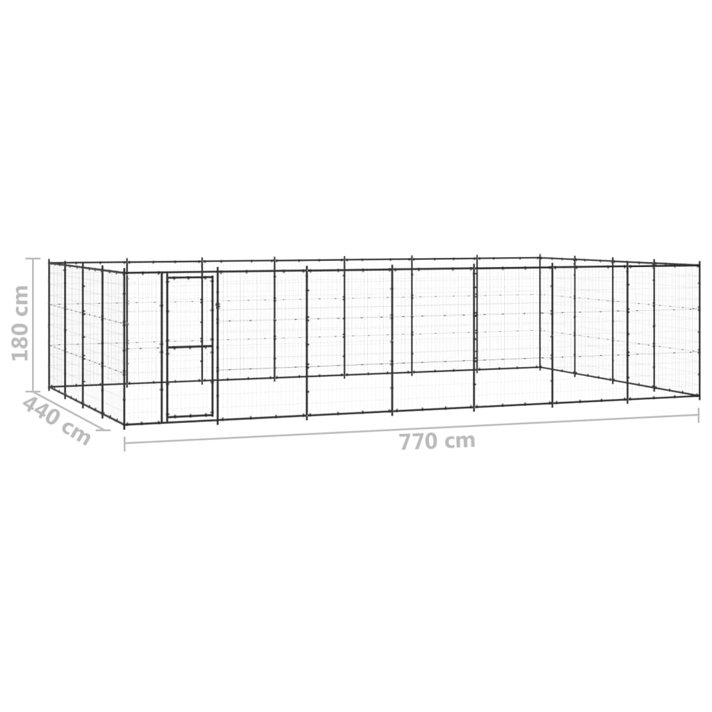 Gabbia per Cani da Esterno in Acciaio 33,88 m²