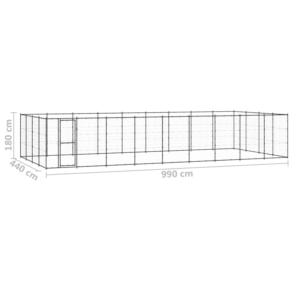 Gabbia per Cani da Esterno in Acciaio 43,56 m²