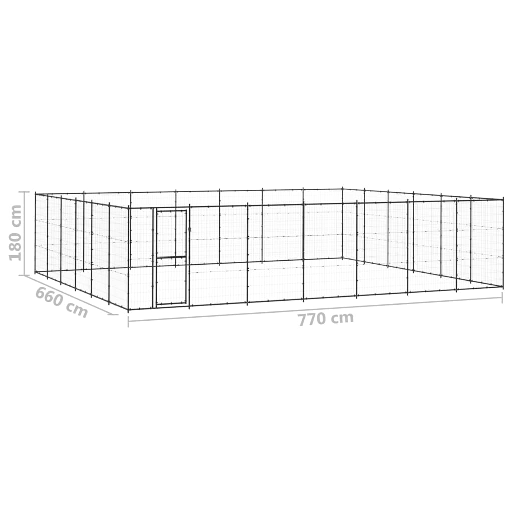 Gabbia per Cani da Esterno in Acciaio 50,82 m²