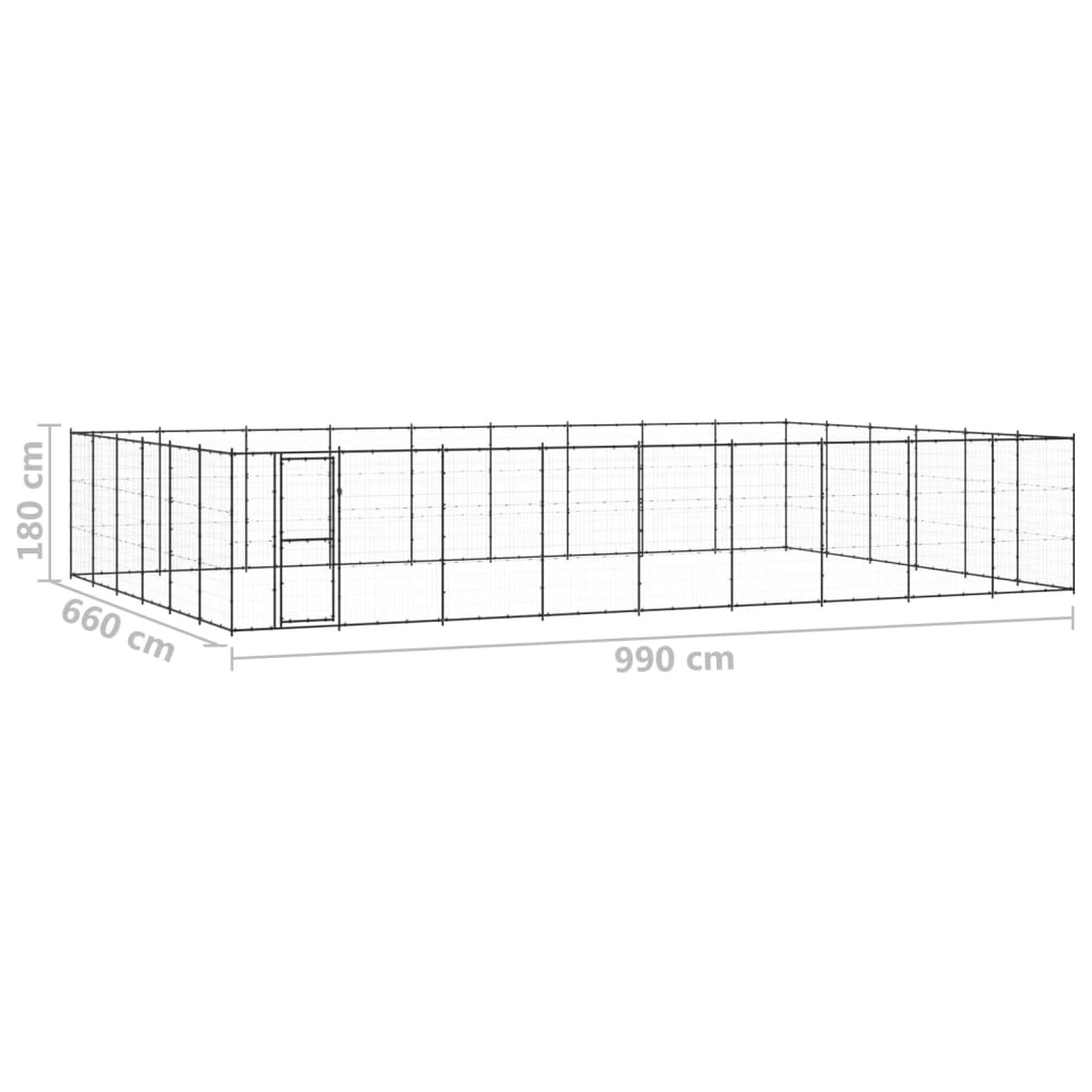 Gabbia per Cani da Esterno in Acciaio 65,34 m²