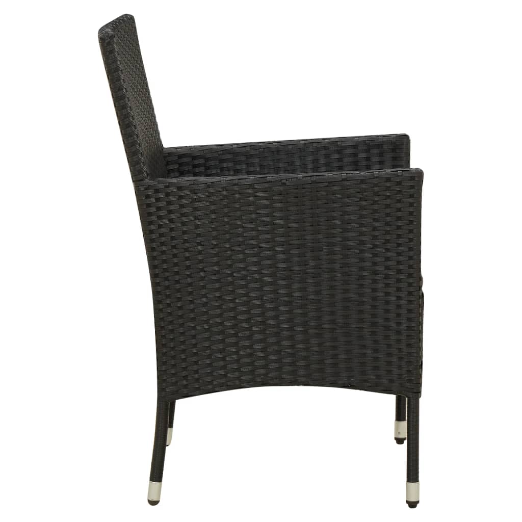 Sedie da Giardino con Cuscini 4 pz in Polyrattan Nere