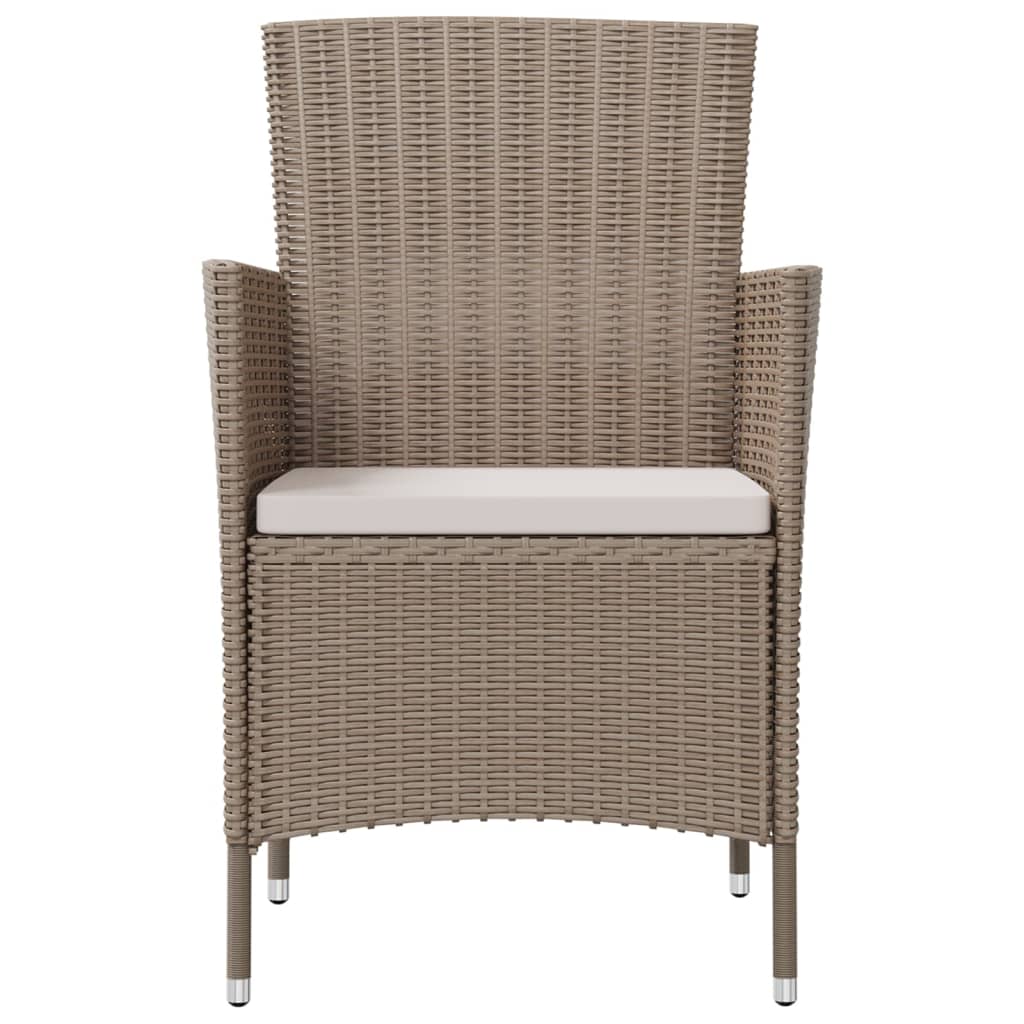 Sedie da Giardino con Cuscini 4 pz in Polyrattan Beige