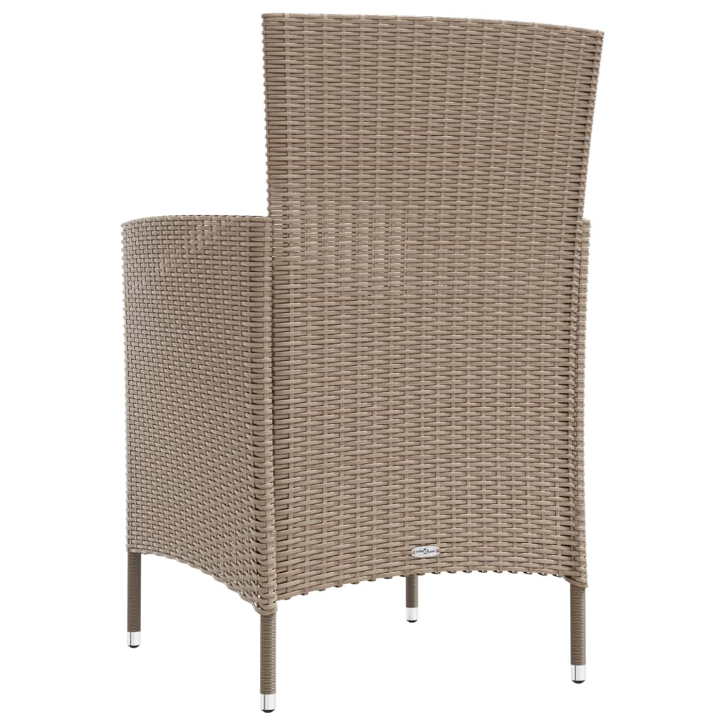 Sedie da Giardino con Cuscini 4 pz in Polyrattan Beige