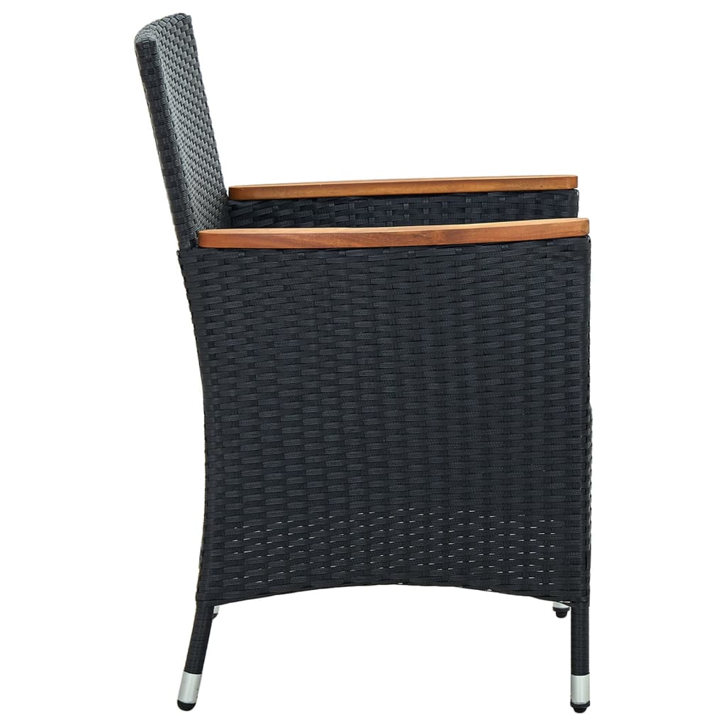 Sedie da Pranzo per Giardino 4 pz in Polyrattan Nero