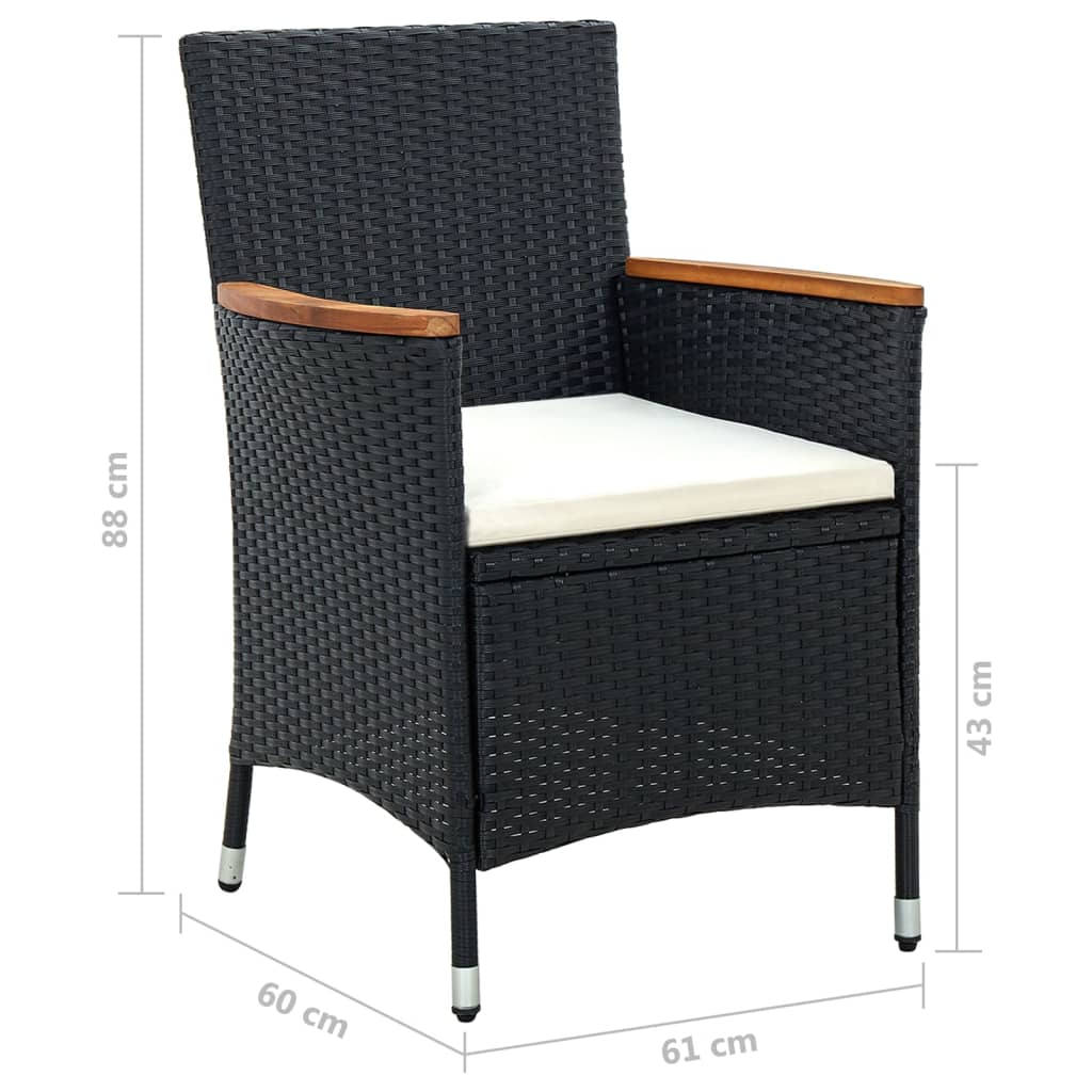 Sedie da Pranzo per Giardino 4 pz in Polyrattan Nero