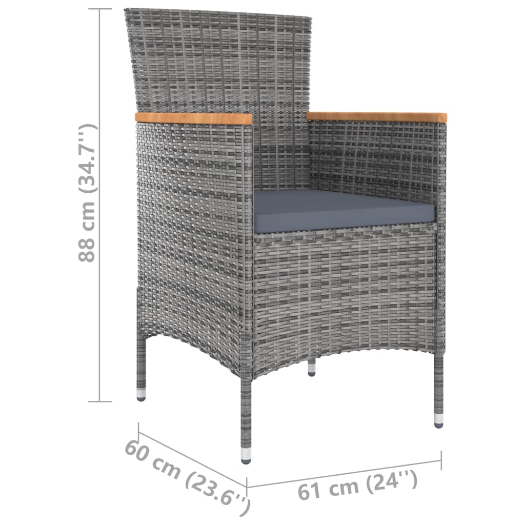 Sedie da Pranzo da Giardino 4 pz in Polyrattan Grigio